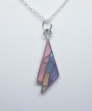 multicoloured silver triangle pendant