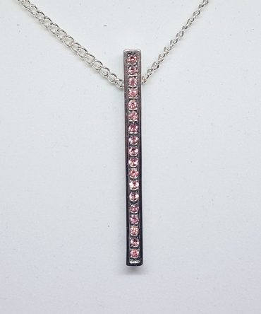 single row pink diamante pendant
