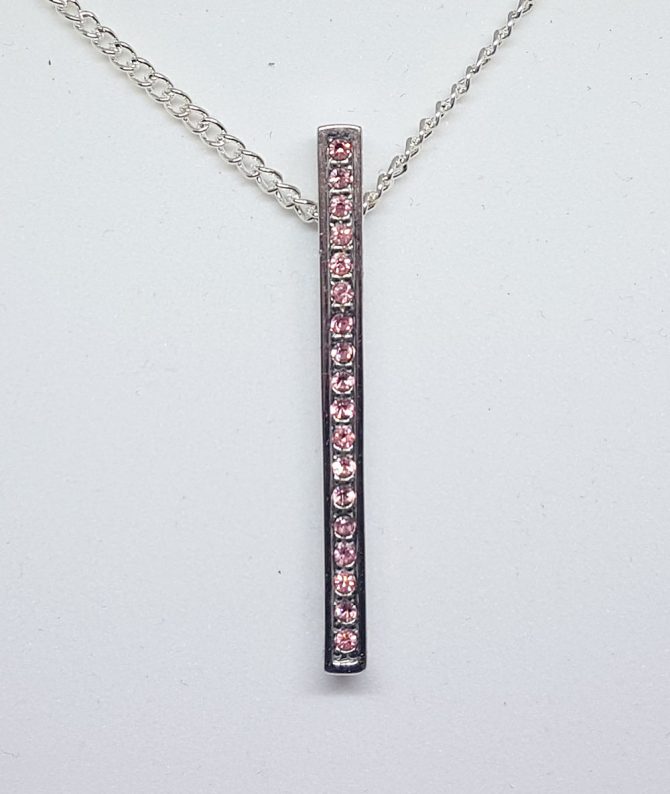 single row pink diamante pendant