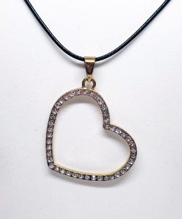 Large gold heart gem necklace