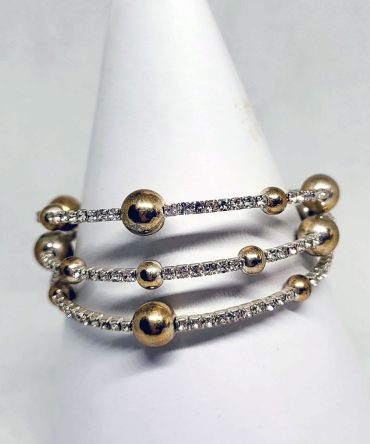 Three row gold ball crystal bracelet vintage