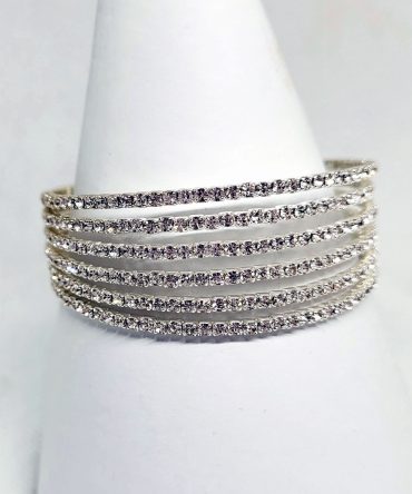 Six row silver crystal bracelet vintage