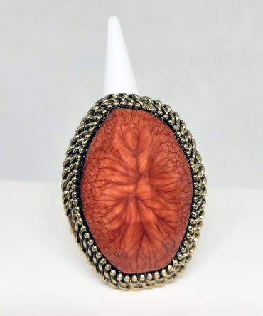 Large gold orange red multi faceted ring vintage