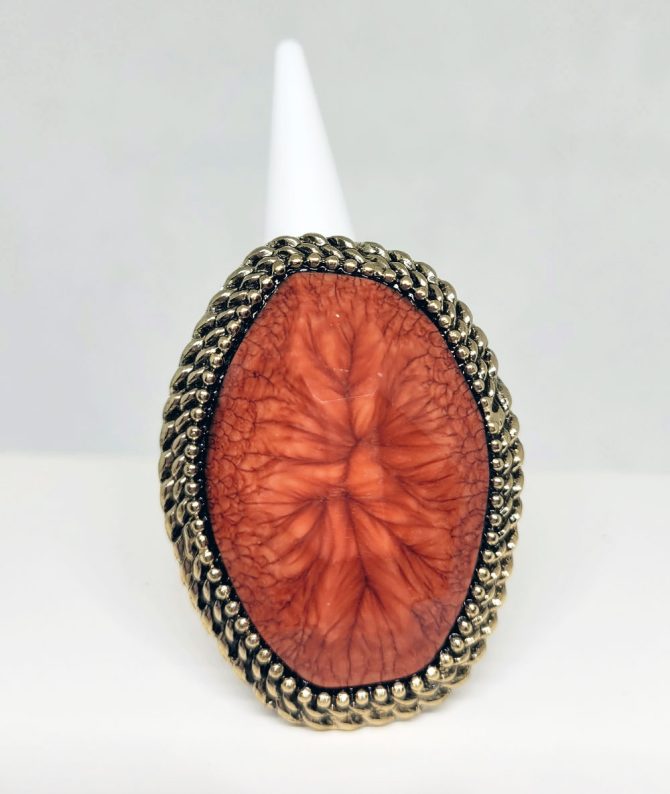 Large gold orange red multi faceted ring vintage