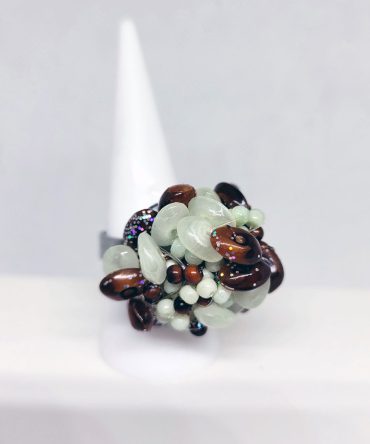 Large multi bead silver ring