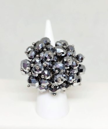 Large silver grey  multi bead ring