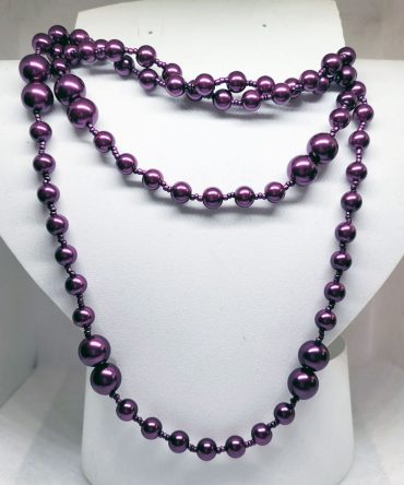 Extra long purple bead necklace