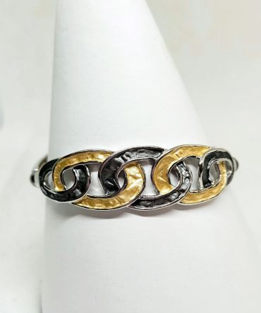Silver grey cream mother of pearl bracelet vintage