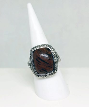 Brown black silver ring vintage