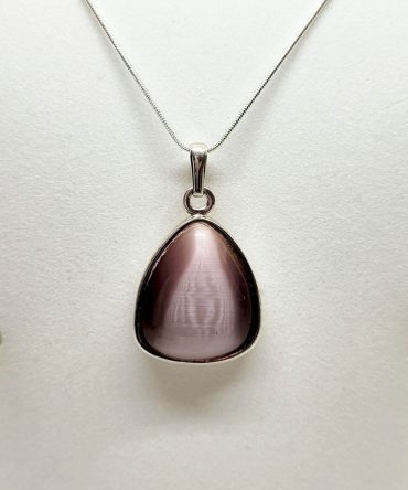 Silver purple small triangle necklace