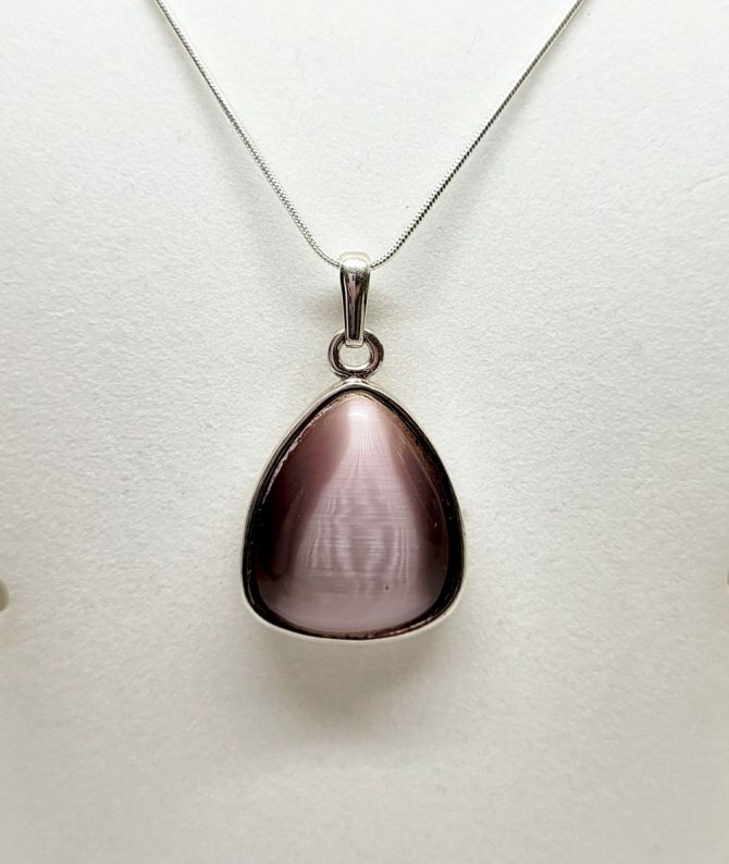Silver purple small triangle necklace