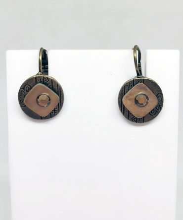 Bronze gem round earrings vintage