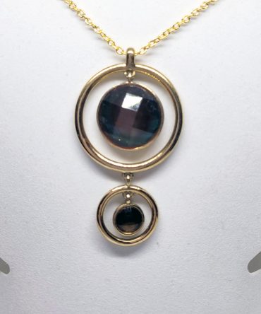 Gold 2 circle amber necklace