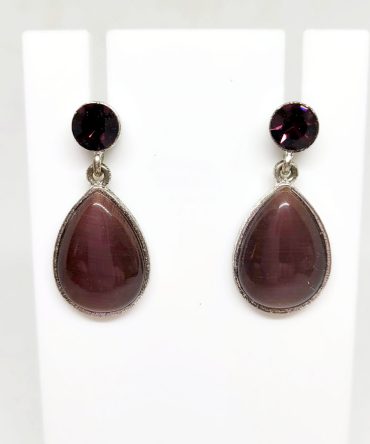 Silver purple teardrop earrings vintage