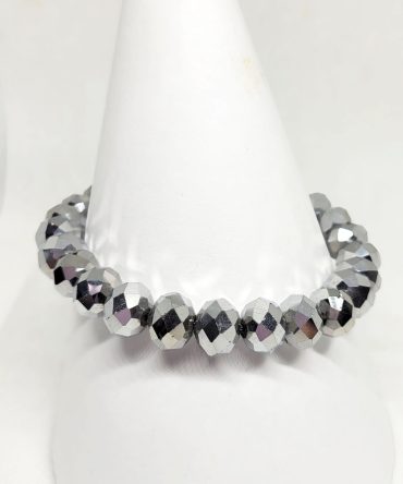 Large grey silver bead bracelet