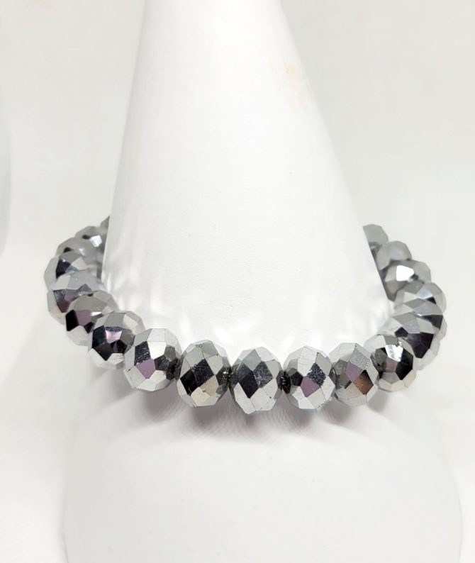 Large grey silver bead bracelet