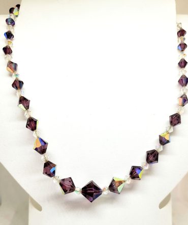 Purple diamond shaped bead necklace vintage