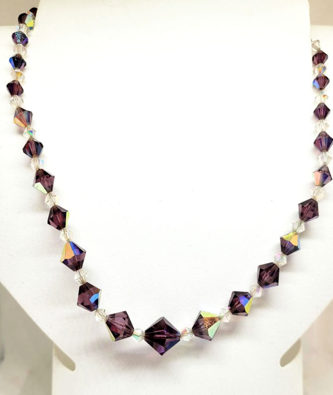 Purple diamond shaped bead necklace vintage