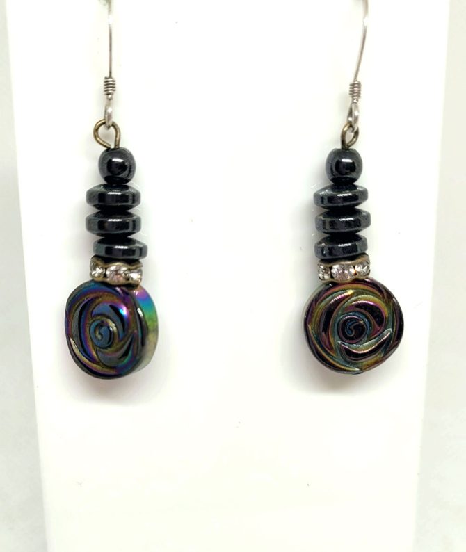 Disc drop multicoloured earrings vintage