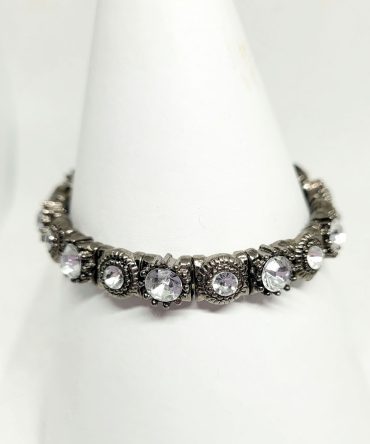 Pewter clear stones bracelet vintage