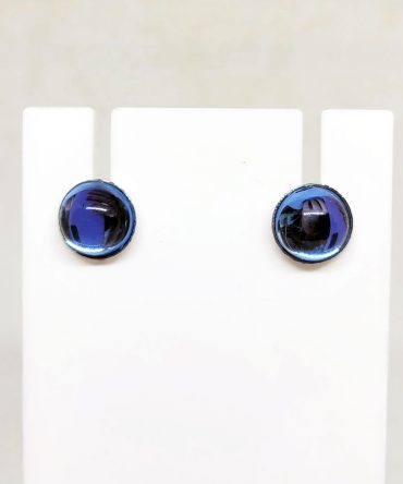 Blue round stud earrings vintage