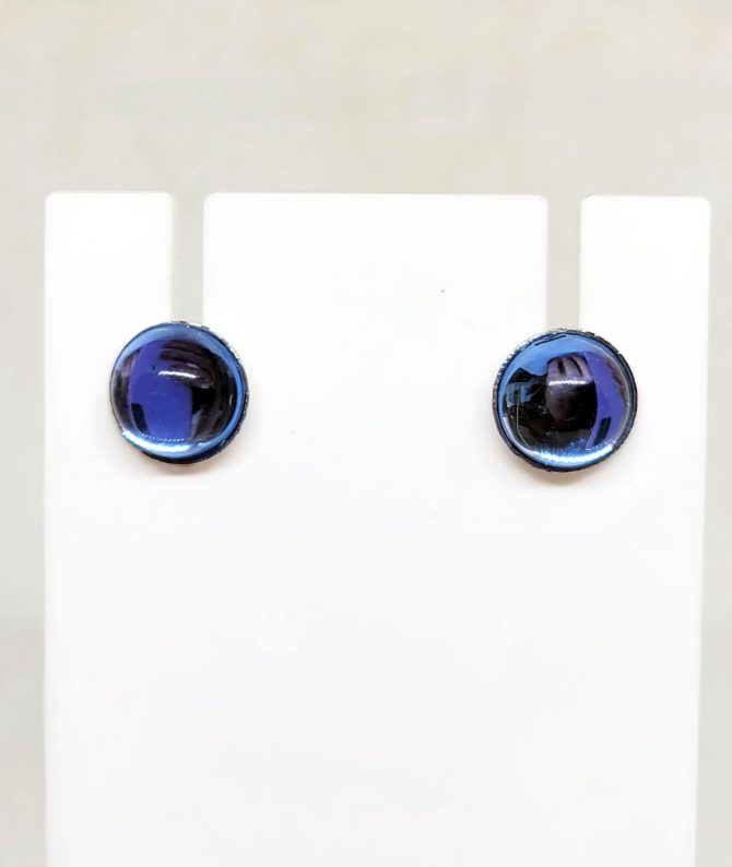 Blue round stud earrings vintage