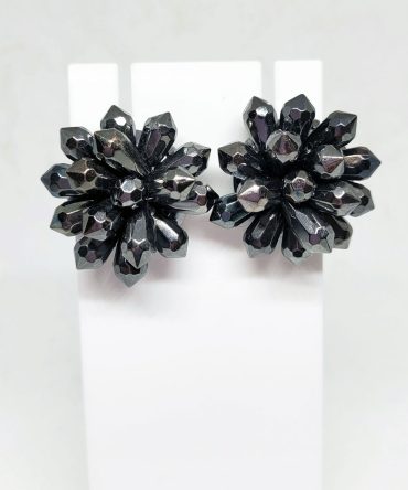 Black silver multi bead earrings
