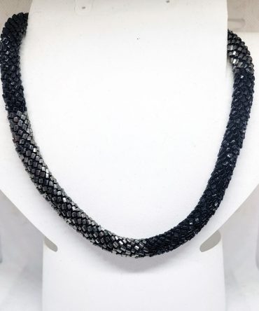 Black silver rope necklace