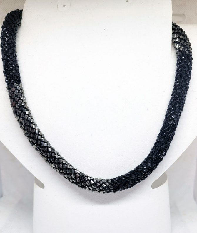 Black silver rope necklace