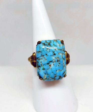 Blue square stone gold ring vintage