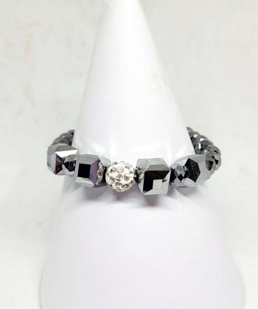 Cube silver bead  bracelet