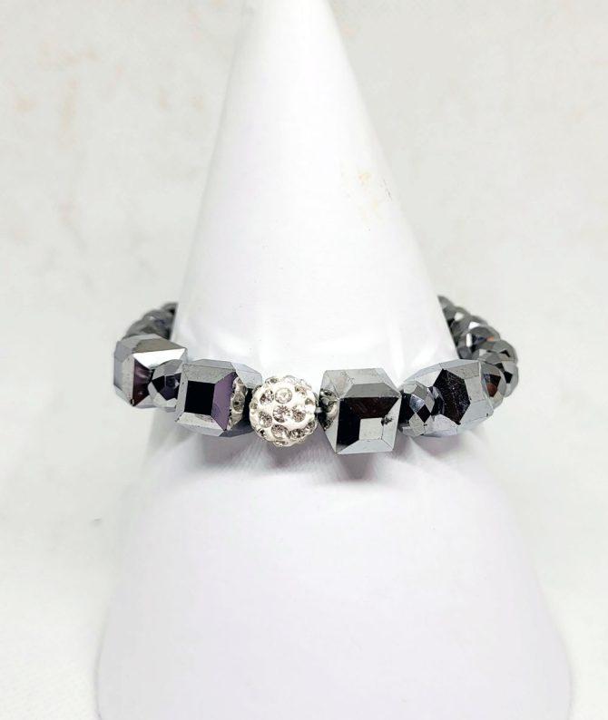 Cube silver bead  bracelet