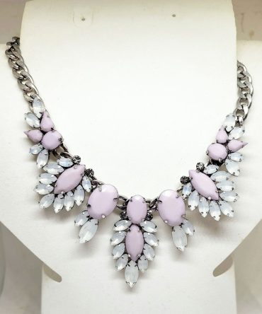 Lilac white leaf silver necklace vintage