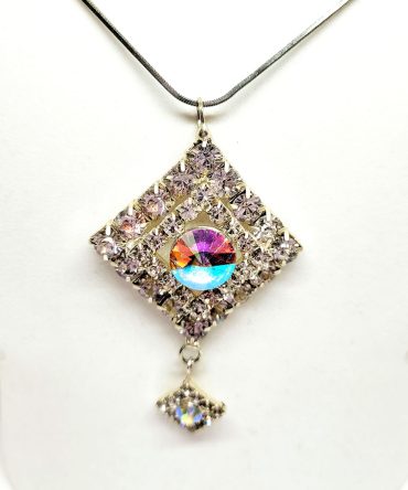 Diamante square drop necklace