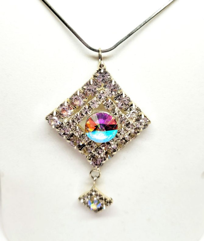 Diamante square drop necklace