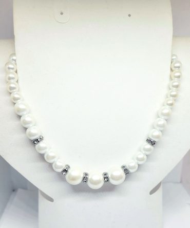 Pearl diamante spacer necklace