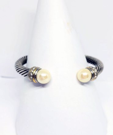 Diamante pearl torque bangle vintage