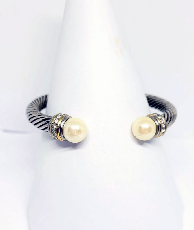 Diamante pearl torque bangle vintage