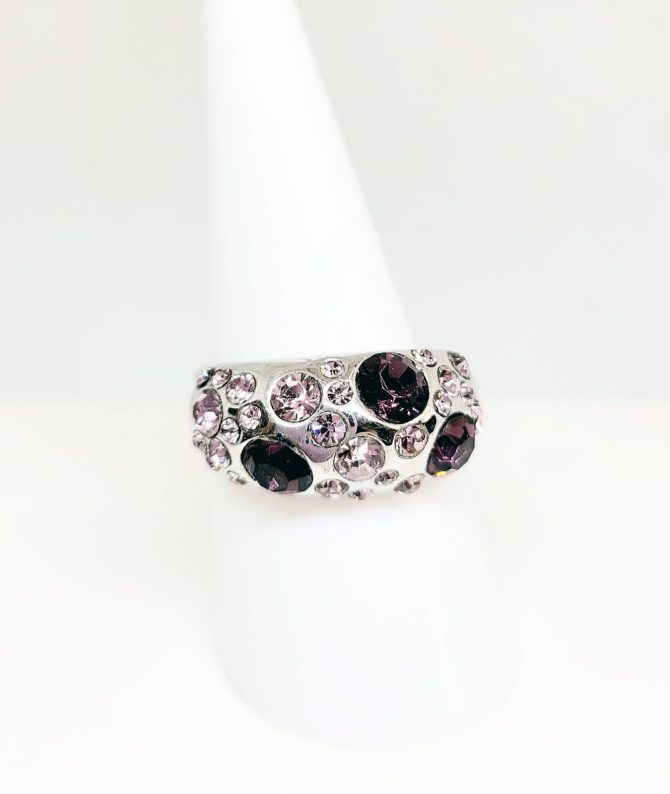 Pink purple crystal ring