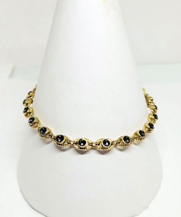Blue/grey gem gold bracelet