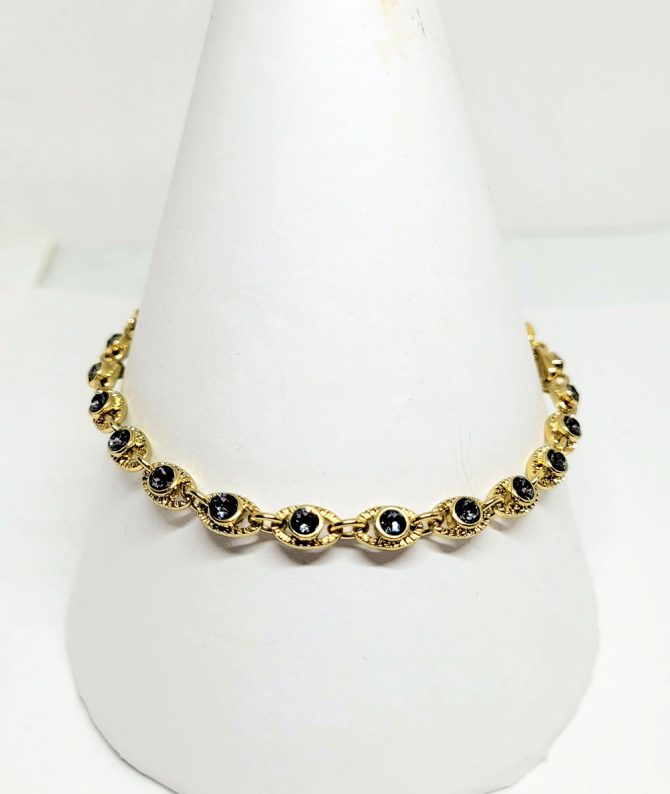 Blue/grey gem gold bracelet