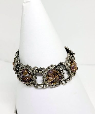 Pewter bronze stone chip bracelet vintage