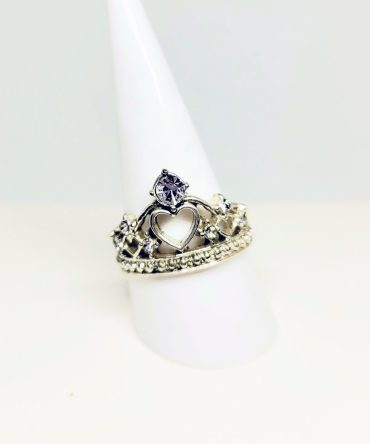 Diamante crown silver ring