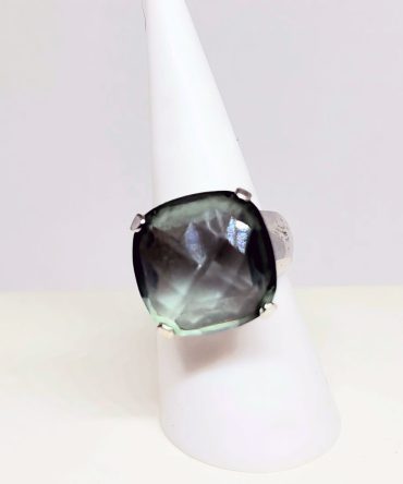 Blue square stone silver ring