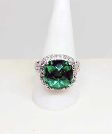 Green stone silver ring