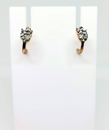 Gold crystal leaf hoop earrings vintage