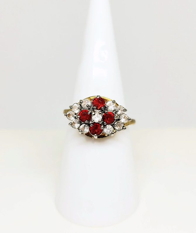 Light red clear stone gold ring