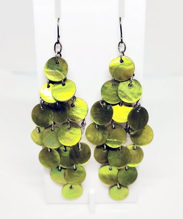 Green disc drop earrings vintage