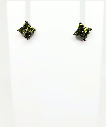 Green crystal square earrings vintage
