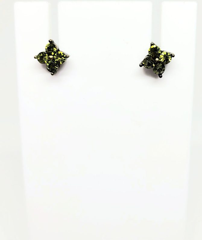 Green crystal square earrings vintage